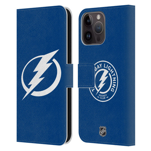 NHL Tampa Bay Lightning Plain Leather Book Wallet Case Cover For Apple iPhone 15 Pro Max