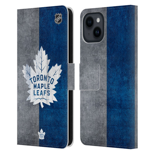 NHL Toronto Maple Leafs Half Distressed Leather Book Wallet Case Cover For Apple iPhone 15