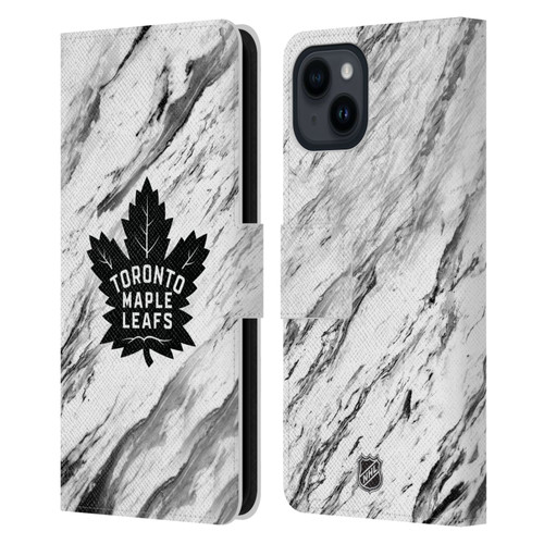 NHL Toronto Maple Leafs Marble Leather Book Wallet Case Cover For Apple iPhone 15
