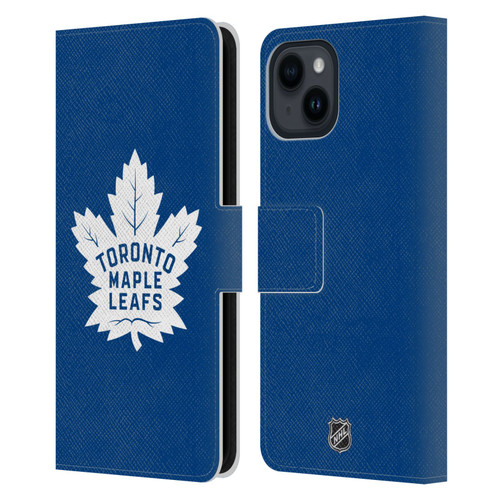 NHL Toronto Maple Leafs Plain Leather Book Wallet Case Cover For Apple iPhone 15