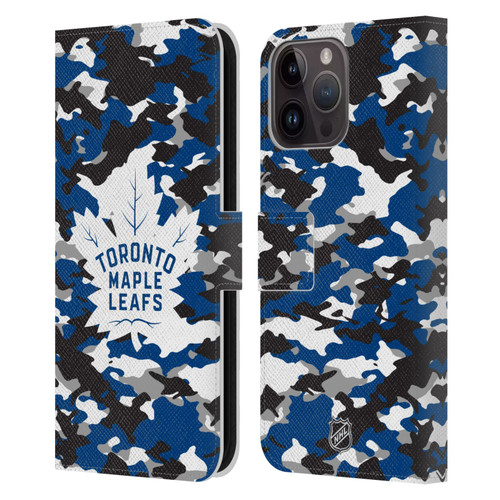 NHL Toronto Maple Leafs Camouflage Leather Book Wallet Case Cover For Apple iPhone 15 Pro Max