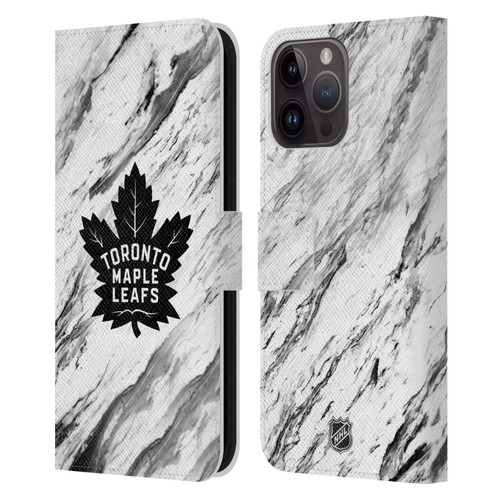 NHL Toronto Maple Leafs Marble Leather Book Wallet Case Cover For Apple iPhone 15 Pro Max