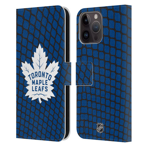 NHL Toronto Maple Leafs Net Pattern Leather Book Wallet Case Cover For Apple iPhone 15 Pro Max