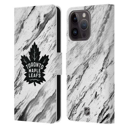 NHL Toronto Maple Leafs Marble Leather Book Wallet Case Cover For Apple iPhone 15 Pro