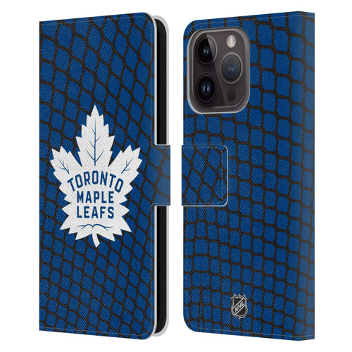 NHL Toronto Maple Leafs Net Pattern Leather Book Wallet Case Cover For Apple iPhone 15 Pro