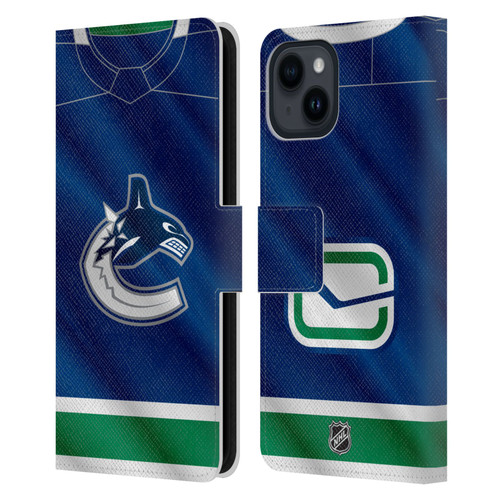 NHL Vancouver Canucks Jersey Leather Book Wallet Case Cover For Apple iPhone 15