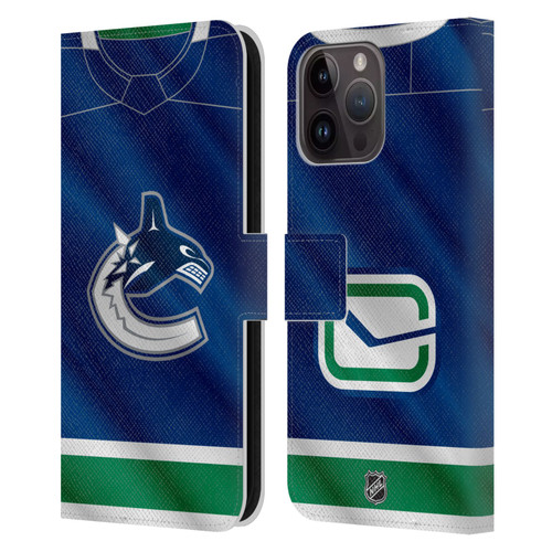 NHL Vancouver Canucks Jersey Leather Book Wallet Case Cover For Apple iPhone 15 Pro Max