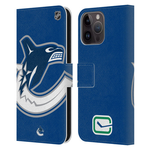 NHL Vancouver Canucks Oversized Leather Book Wallet Case Cover For Apple iPhone 15 Pro Max