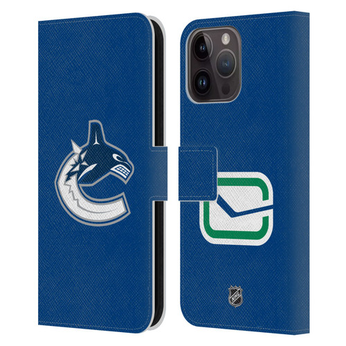 NHL Vancouver Canucks Plain Leather Book Wallet Case Cover For Apple iPhone 15 Pro Max