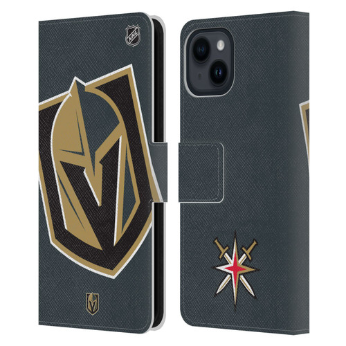 NHL Vegas Golden Knights Oversized Leather Book Wallet Case Cover For Apple iPhone 15