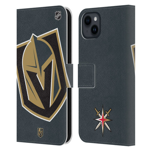 NHL Vegas Golden Knights Oversized Leather Book Wallet Case Cover For Apple iPhone 15 Plus