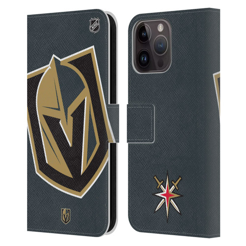 NHL Vegas Golden Knights Oversized Leather Book Wallet Case Cover For Apple iPhone 15 Pro Max