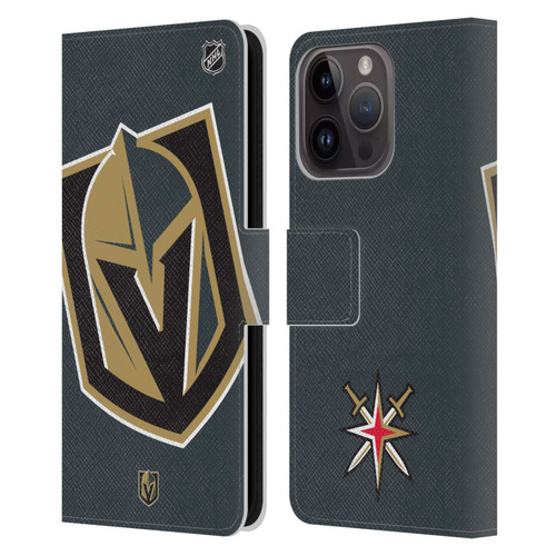NHL Vegas Golden Knights Oversized Leather Book Wallet Case Cover For Apple iPhone 15 Pro