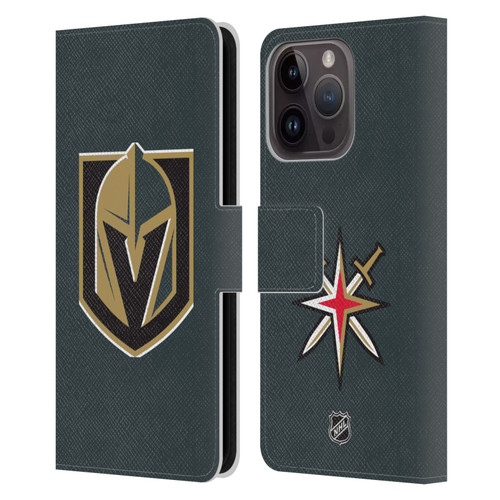 NHL Vegas Golden Knights Plain Leather Book Wallet Case Cover For Apple iPhone 15 Pro