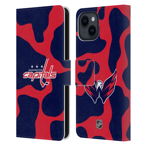 NHL Washington Capitals Cow Pattern Leather Book Wallet Case Cover For Apple iPhone 15