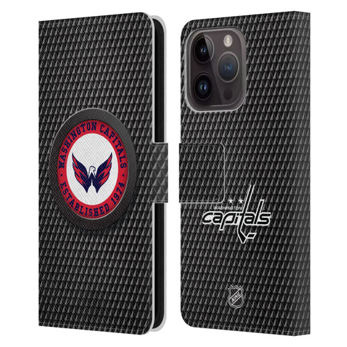 NHL Washington Capitals Puck Texture Leather Book Wallet Case Cover For Apple iPhone 15 Pro