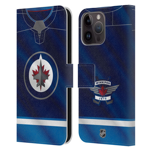 NHL Winnipeg Jets Jersey Leather Book Wallet Case Cover For Apple iPhone 15 Pro Max