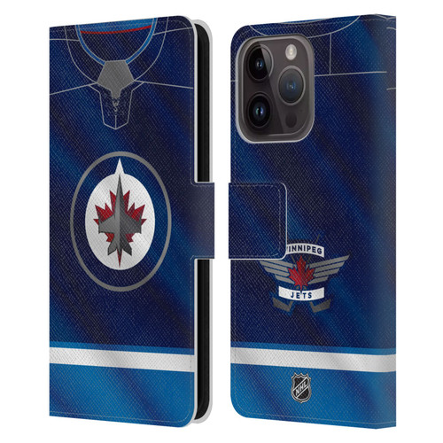 NHL Winnipeg Jets Jersey Leather Book Wallet Case Cover For Apple iPhone 15 Pro