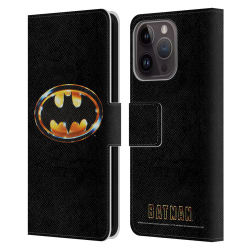 Batman (1989) Key Art Logo Leather Book Wallet Case Cover For Apple iPhone 15 Pro