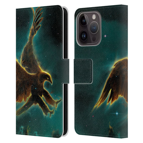 Vincent Hie Animals Eagle Galaxy Leather Book Wallet Case Cover For Apple iPhone 15 Pro