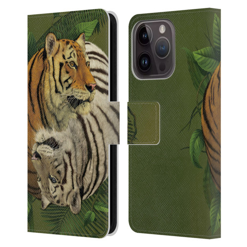 Vincent Hie Animals Tiger Yin Yang Leather Book Wallet Case Cover For Apple iPhone 15 Pro
