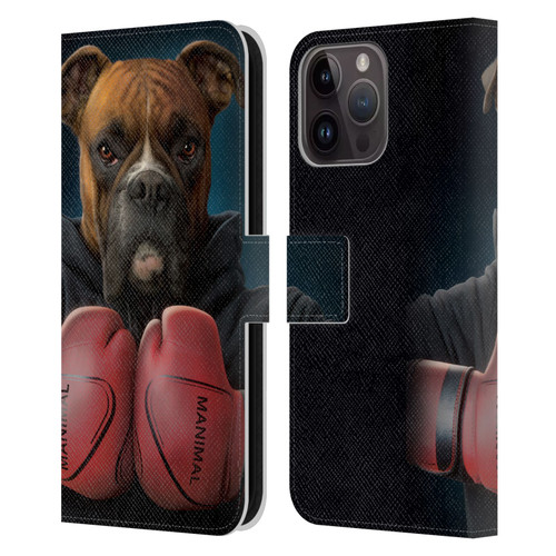 Vincent Hie Canidae Boxer Leather Book Wallet Case Cover For Apple iPhone 15 Pro Max