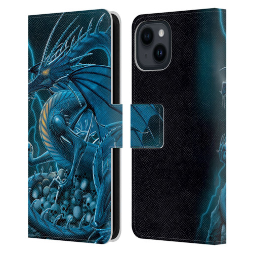 Vincent Hie Dragons 2 Abolisher Blue Leather Book Wallet Case Cover For Apple iPhone 15