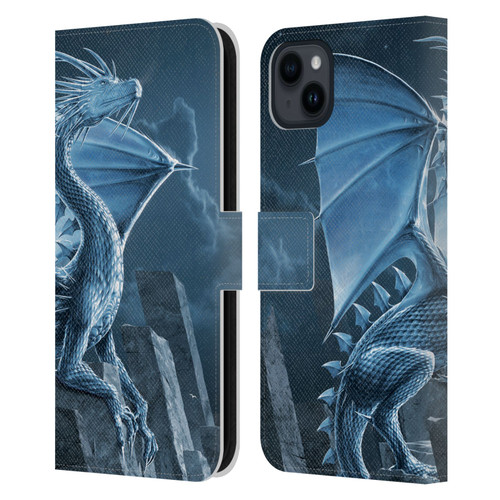 Vincent Hie Dragons 2 Silver Leather Book Wallet Case Cover For Apple iPhone 15 Plus