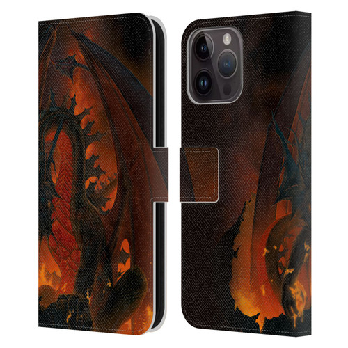 Vincent Hie Dragons 2 Fireball Leather Book Wallet Case Cover For Apple iPhone 15 Pro Max