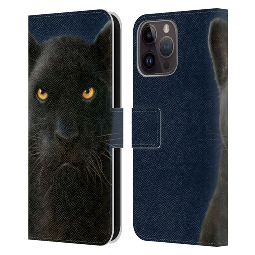 Vincent Hie Felidae Dark Panther Leather Book Wallet Case Cover For Apple iPhone 15 Pro Max