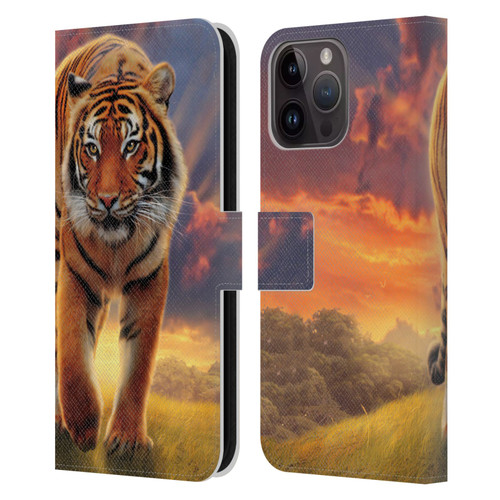 Vincent Hie Felidae Rising Tiger Leather Book Wallet Case Cover For Apple iPhone 15 Pro Max
