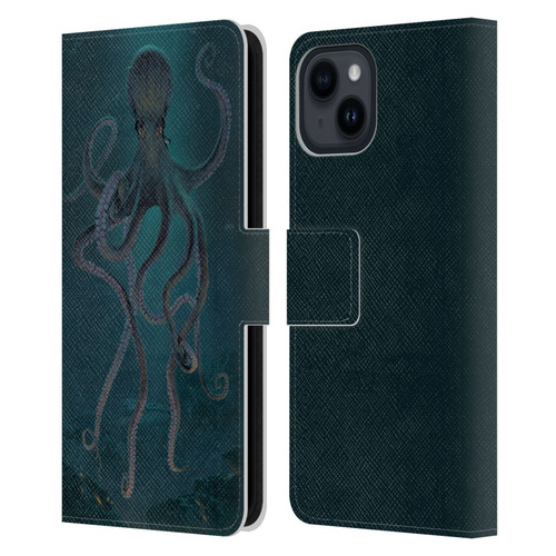 Vincent Hie Underwater Giant Octopus Leather Book Wallet Case Cover For Apple iPhone 15