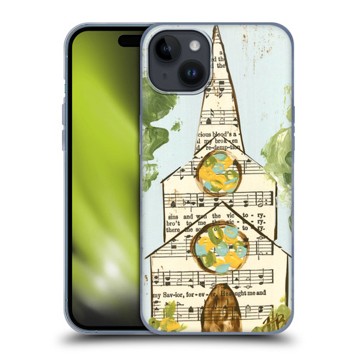 Haley Bush Church Painting Hymnal Page Soft Gel Case for Apple iPhone 15 Plus
