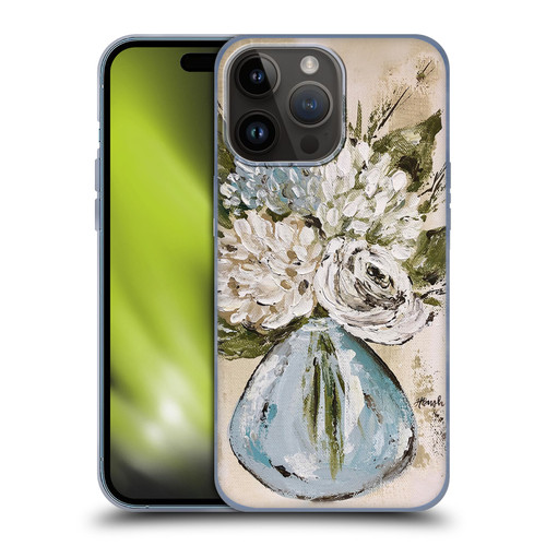 Haley Bush Floral Painting Blue And White Vase Soft Gel Case for Apple iPhone 15 Pro Max