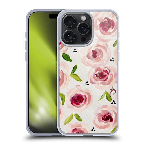 Haley Bush Floral Painting Pink Pattern Soft Gel Case for Apple iPhone 15 Pro Max