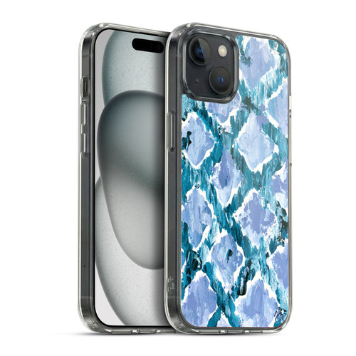 Haley Bush Pattern Painting Blue Diamond Soft Gel Case for Apple iPhone 15 Plus & MagSafe