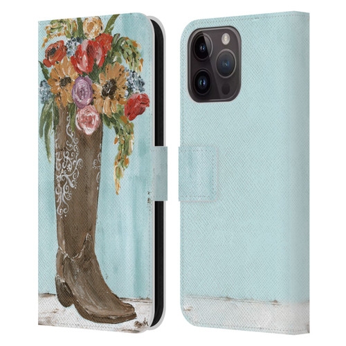Haley Bush Floral Painting Boot Leather Book Wallet Case Cover For Apple iPhone 15 Pro Max