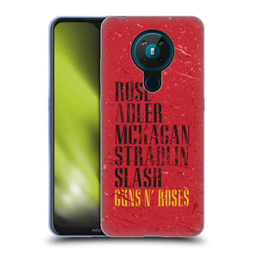 Guns N' Roses Vintage Names Soft Gel Case for Nokia 5.3