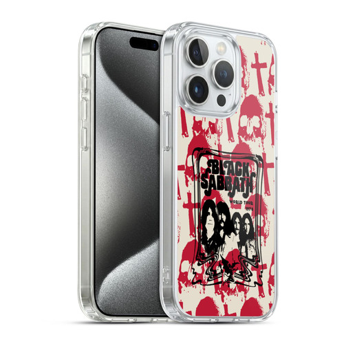Black Sabbath Key Art Skull Cross World Tour Soft Gel Case for Apple iPhone 15 Pro