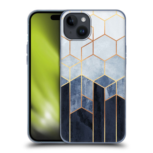 Elisabeth Fredriksson Sparkles Soft Blue Hexagons Soft Gel Case for Apple iPhone 15 Plus