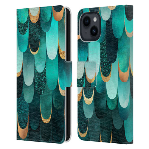 Elisabeth Fredriksson Sparkles Turquoise Leather Book Wallet Case Cover For Apple iPhone 15