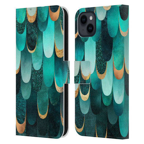 Elisabeth Fredriksson Sparkles Turquoise Leather Book Wallet Case Cover For Apple iPhone 15 Plus