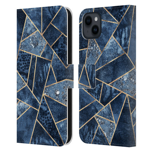 Elisabeth Fredriksson Stone Collection Blue Leather Book Wallet Case Cover For Apple iPhone 15 Plus