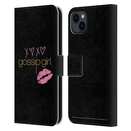 Gossip Girl Graphics XOXO Leather Book Wallet Case Cover For Apple iPhone 15 Plus