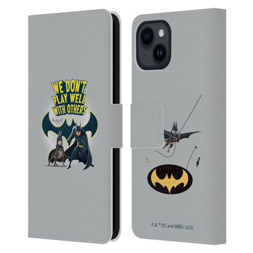 DC League Of Super Pets Graphics We Don't Play Well With Others Leather Book Wallet Case Cover For Apple iPhone 15