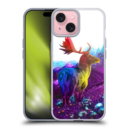 Dave Loblaw Animals Purple Mountain Deer Soft Gel Case for Apple iPhone 15