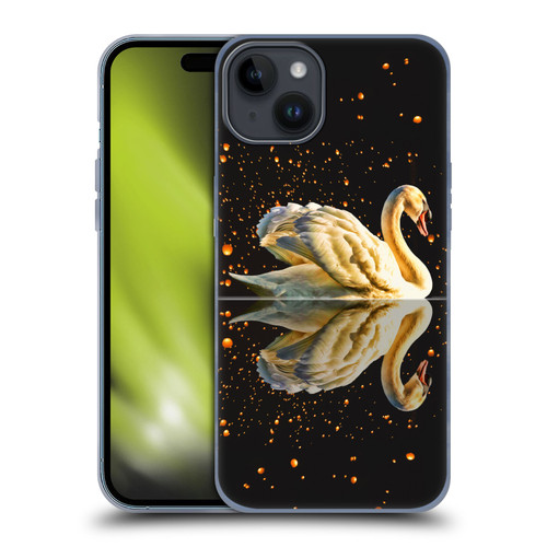 Dave Loblaw Animals Swan Lake Reflections Soft Gel Case for Apple iPhone 15 Plus