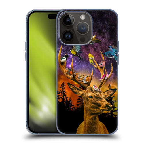 Dave Loblaw Animals Deer and Birds Soft Gel Case for Apple iPhone 15 Pro