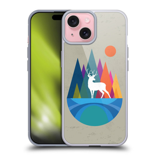 Dave Loblaw Contemporary Art Mountain Deer Soft Gel Case for Apple iPhone 15