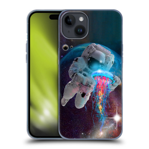 Dave Loblaw Jellyfish Astronaut And Jellyfish Soft Gel Case for Apple iPhone 15 Plus